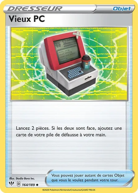 Vieux PC, carte Pokémon DAA 164 — extension Ténèbres Embrasées