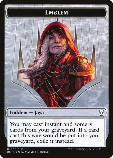Jaya Ballard Emblem, Magic card TDOM 15 — Dominaria Tokens set