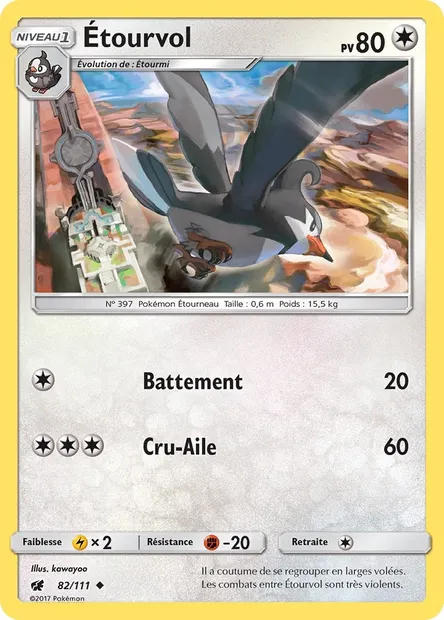 Étourvol, carte Pokémon CIN 82 — extension Invasion Carmin