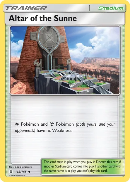 Altar of the Sunne, Pokémon card GRI 118 — Guardians Rising set