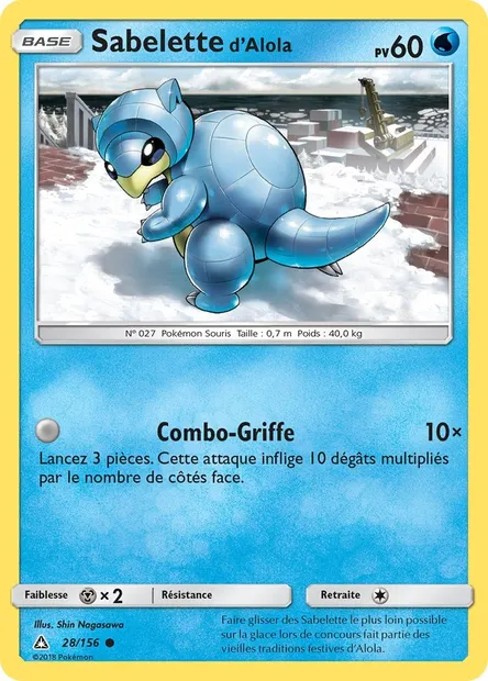 Sabelette d’Alola, carte Pokémon UPR 28 — extension Ultra-Prisme
