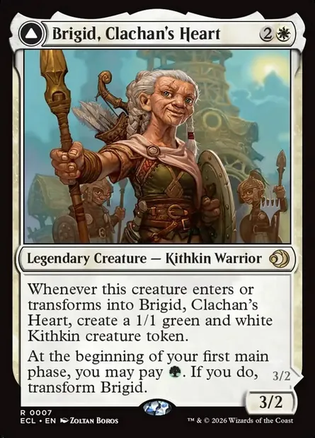 Brigid, Clachan's Heart // Brigid, Doun's Mind, Magic card PECL 7p — Lorwyn Eclipsed Promos set