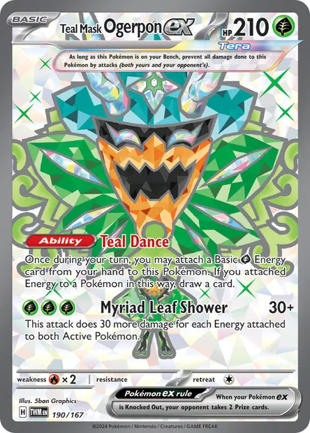 Teal Mask Ogerpon ex, Pokémon card TWM 190 — Twilight Masquerade set