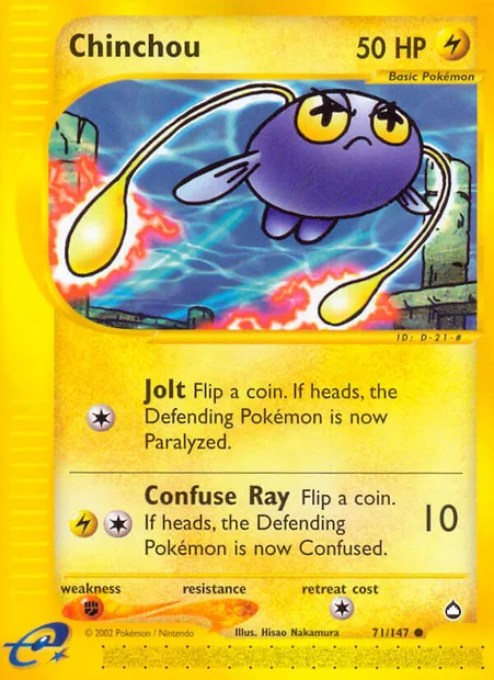 Chinchou, Pokémon card AQ 71 — Aquapolis set
