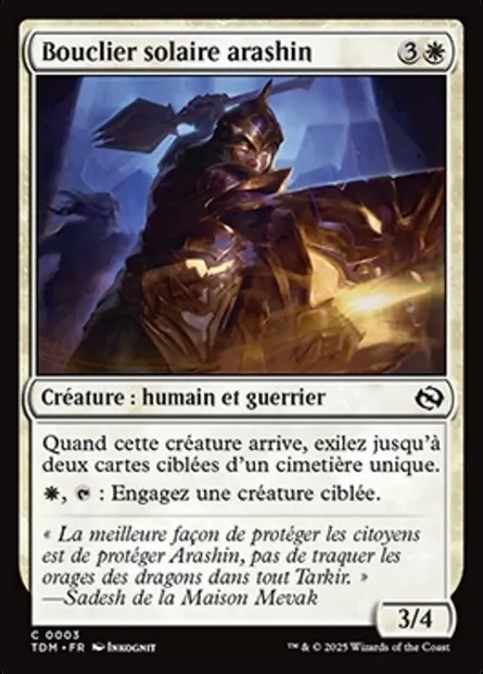 Bouclier solaire arashin, carte Magic TDM 3 — extension Tarkir: Dragonstorm