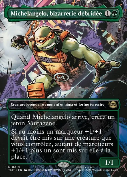 Michelangelo, bizarrerie débridée, carte Magic TMT 214 — extension Teenage Mutant Ninja Turtles