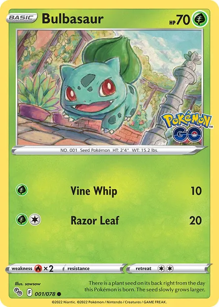 Bulbasaur, Pokémon card PGO 001 — Pokémon GO set