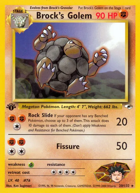 Brock's Golem, Pokémon card GH 20 — Gym Heroes set
