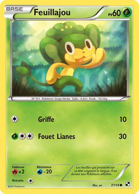 Feuillajou, carte Pokémon BLW 7 — extension Noir & Blanc