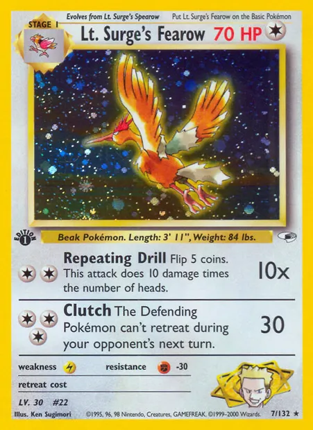 Lt. Surge's Fearow, carte Pokémon GH 7 — extension Gym Heroes