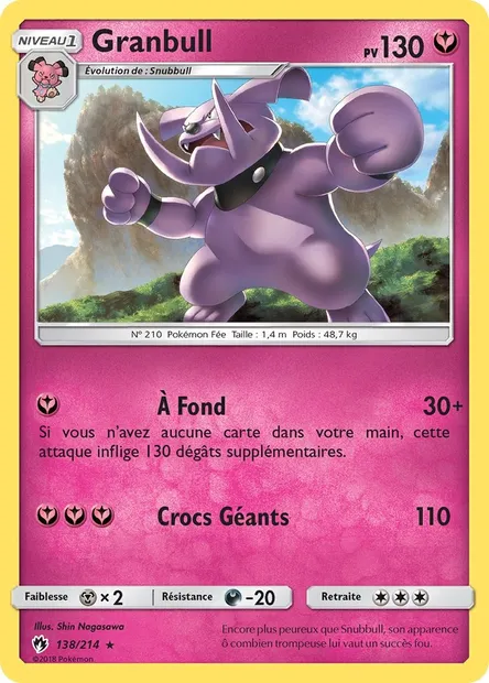 Granbull, carte Pokémon LOT 138 — extension Tonnerre Perdu
