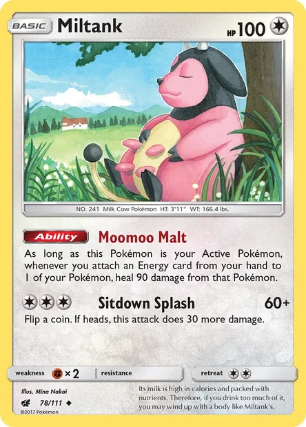 Miltank, Pokémon card CIN 78 — Crimson Invasion set