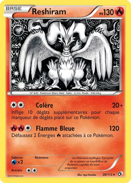 Reshiram, carte Pokémon LTR 28 — extension Legendary Treasures