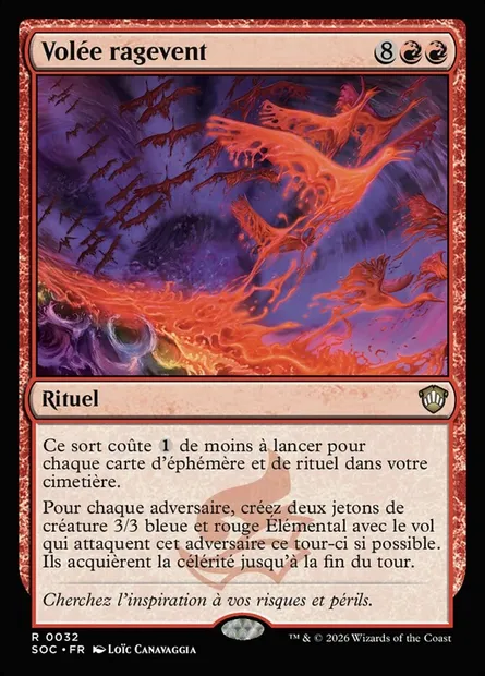 Volée ragevent, carte Magic SOC 32 — extension Secrets of Strixhaven Commander