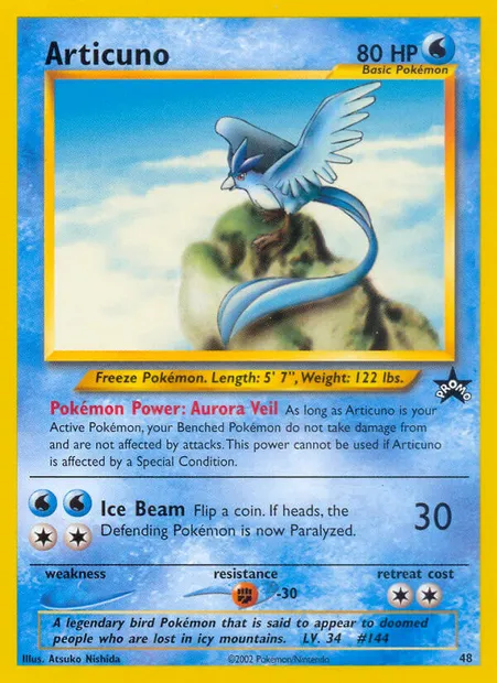 Articuno, Pokémon card WP 48 — Wizards Black Star Promos set