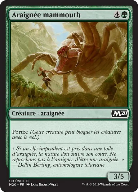 Araignée mammouth, carte Magic M20 181 — extension Core Set 2020