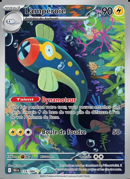 Lampéroie, carte Pokémon BLK 114 — extension Foudre Noire
