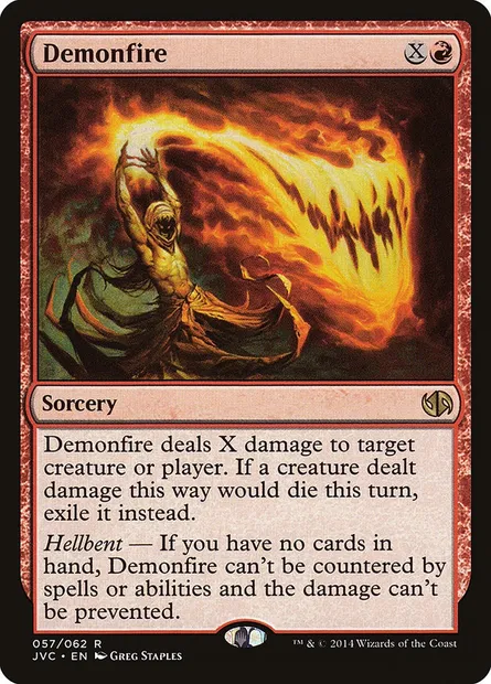 Feu démoniaque, carte Magic JVC 57 — extension Duel Decks Anthology: Jace vs. Chandra