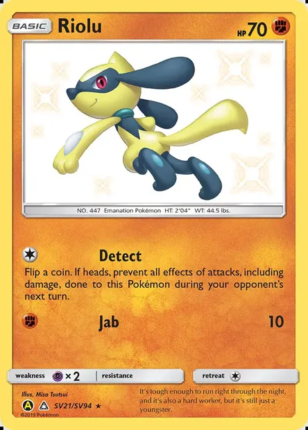 Riolu, Pokémon card SMA SV21 — Hidden Fates Shiny Vault set