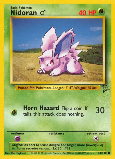 Nidoran♂, carte Pokémon B2 83 — extension Base Set 2