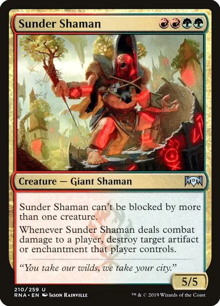 Sunder Shaman, Magic card RNA 210 — Ravnica Allegiance set