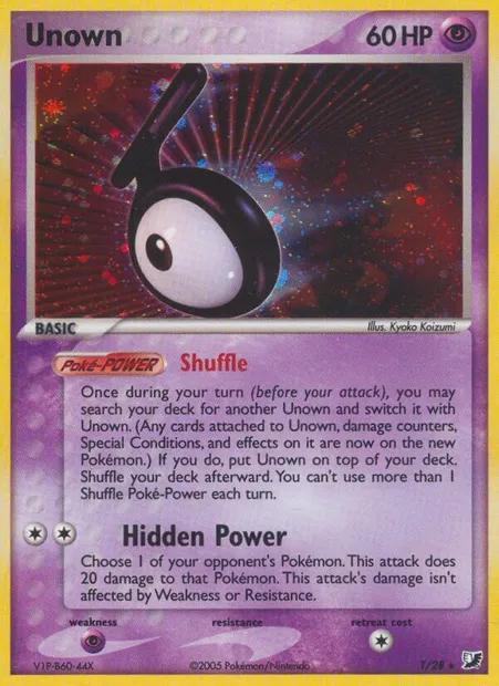 Unown, Pokémon card EXU T — Unseen Forces Unown Collection set
