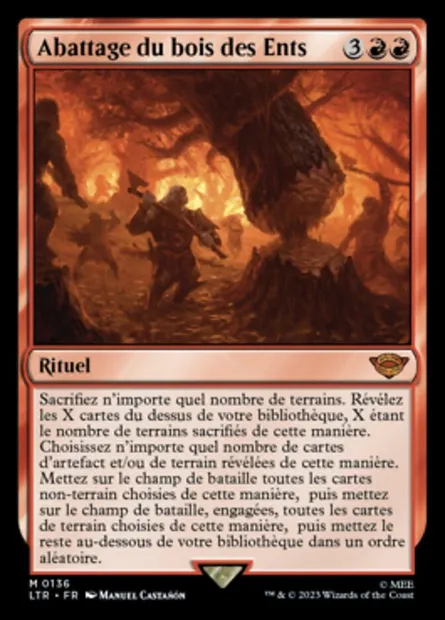 Abattage du bois des Ents, carte Magic LTR 136 — extension Le Seigneur des Anneaux : chroniques de la Terre du Milieu