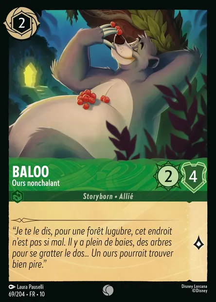 Baloo - Ours nonchalant, carte Disney Lorcana CH10-069 — extension Lueurs dans les Profondeurs