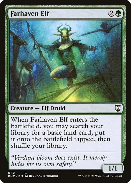 Farhaven Elf, Magic card KHC 62 — Kaldheim Commander set