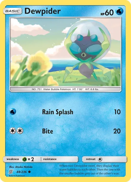 Dewpider, Pokémon card UNM 48 — Unified Minds set