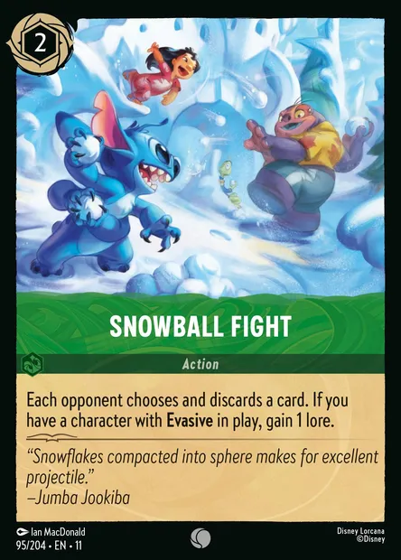 Snowball Fight, Disney Lorcana card CH11-095 — Winterspell set