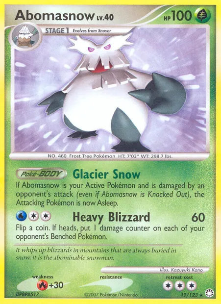 Abomasnow, Pokémon card MT 19 — Mysterious Treasures set
