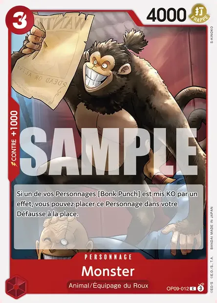 Monster, carte One Piece OP09-012 — extension LES NOUVEAUX EMPEREURS