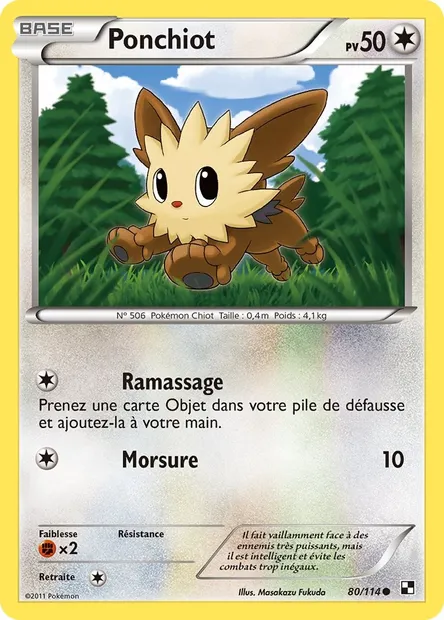 Ponchiot, carte Pokémon BLW 80 — extension Noir & Blanc