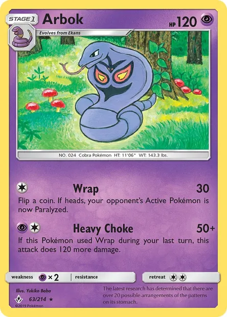 Arbok, Pokémon card UNB 63 — Unbroken Bonds set