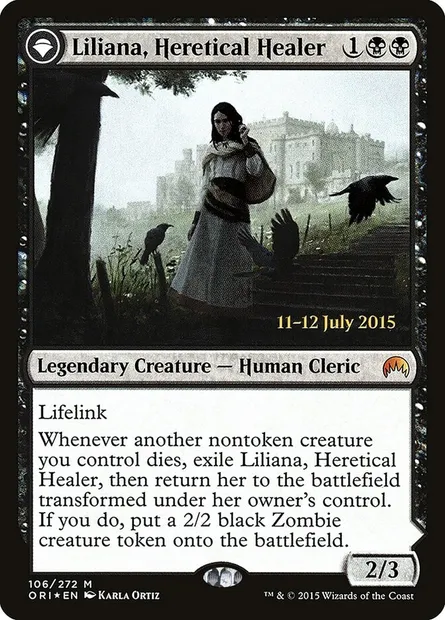 Liliana, Heretical Healer // Liliana, Defiant Necromancer, Magic card PORI 106s — Magic Origins Promos set
