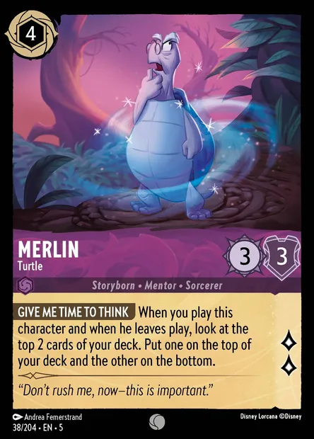 Merlin - Turtle, Disney Lorcana card CH5-038 — Shimmering Skies set