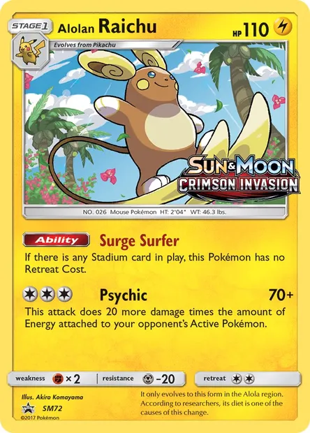 Alolan Raichu, Pokémon card SM 72 — SM Black Star Promos set