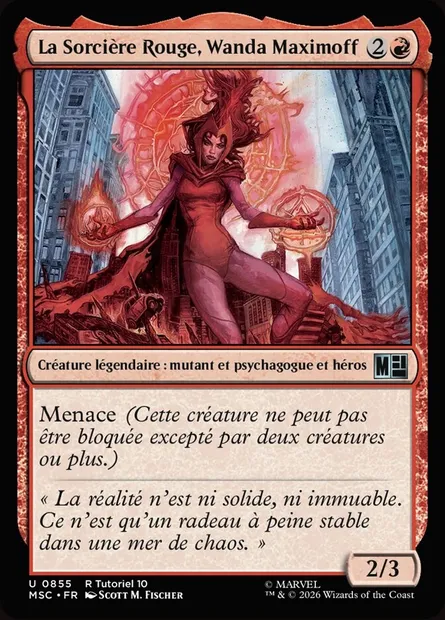La Sorcière Rouge, Wanda Maximoff, carte Magic MSC 855 — extension Marvel Super Heroes Commander