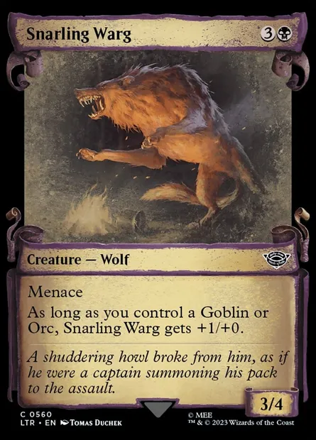 Snarling Warg, Magic card LTR 560 — The Lord of the Rings: Tales of Middle-earth set