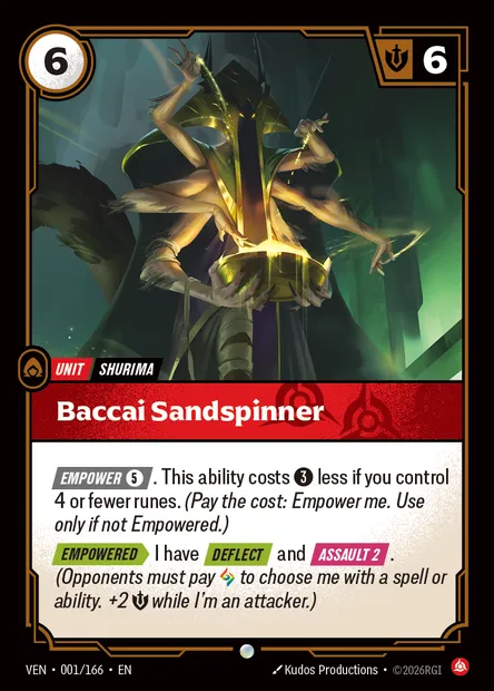 Baccai Sandspinner, Riftbound card VEN 001 — Vendetta set