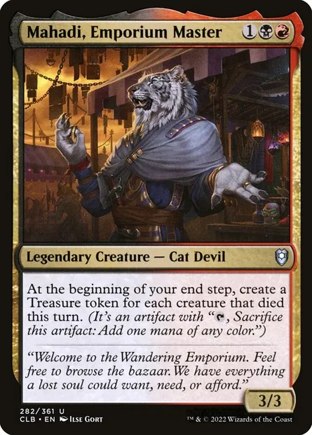Mahadi, Emporium Master, Magic card CLB 282 — Commander Legends: Battle for Baldur's Gate set