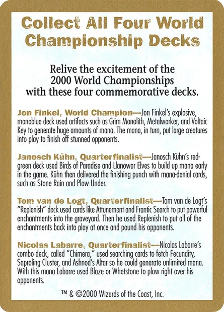2000 World Championships Ad, carte Magic WC00 0 — extension World Championship Decks 2000