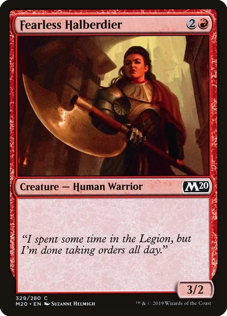 Fearless Halberdier, Magic card M20 329 — Core Set 2020 set