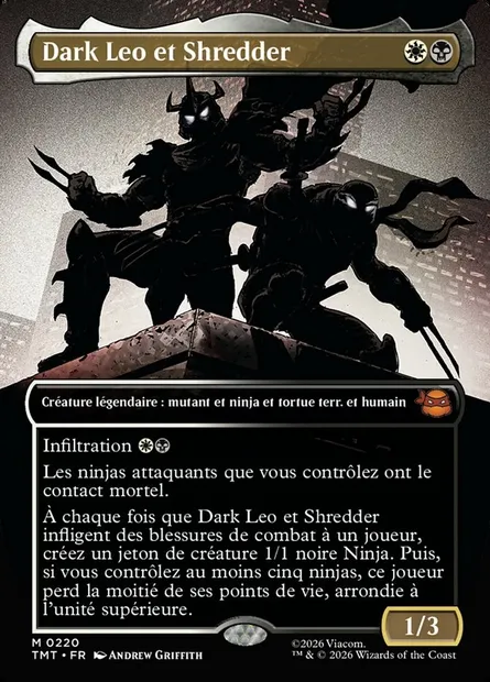 Dark Leo et Shredder, carte Magic TMT 220 — extension Teenage Mutant Ninja Turtles
