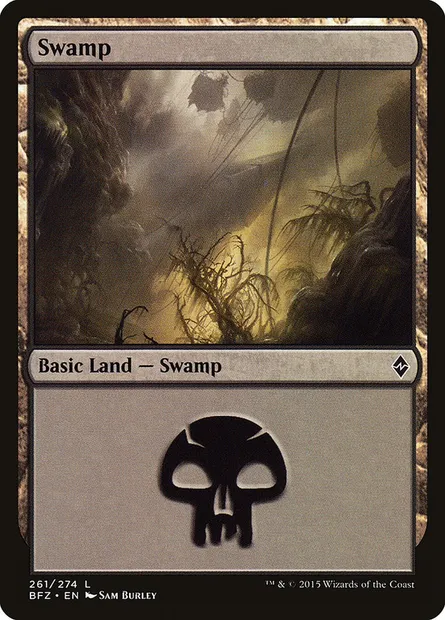 Swamp, Magic card BFZ 261a — Battle for Zendikar set