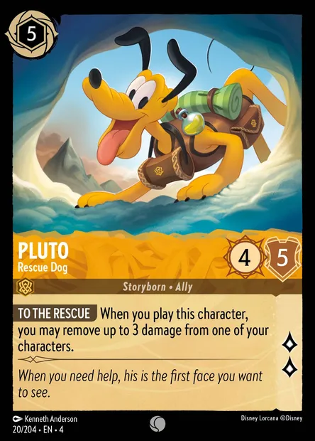Pluto - Rescue Dog, Disney Lorcana card CH4-020 — Ursula's Return set
