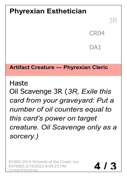 Phyrexian Esthetician, Magic card UNK CR04c — Unknown Event set