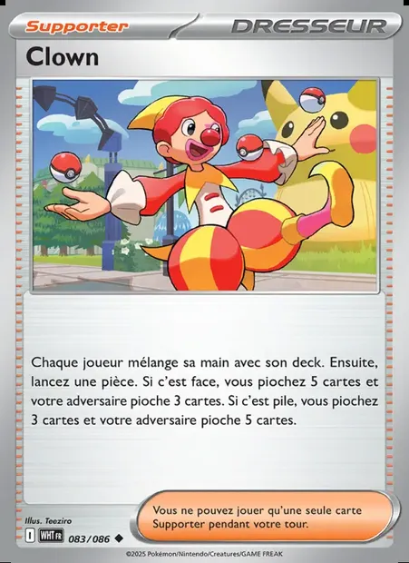 Clown, carte Pokémon WHT 083 — extension Flamme Blanche