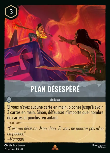 Plan désespéré, carte Disney Lorcana CH8-201 — extension Le Règne de Jafar